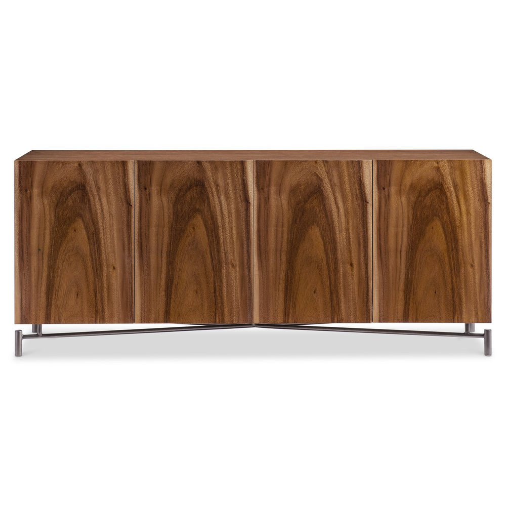 Bernhardt Bernhardt Brasea Suar Wood Media Credenza with Cathedral Grain and Steel Base 394894