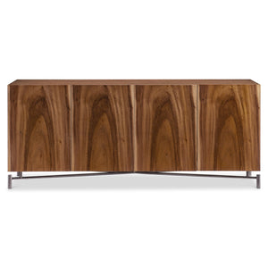 Bernhardt Bernhardt Brasea Suar Wood Media Credenza with Cathedral Grain and Steel Base 394894