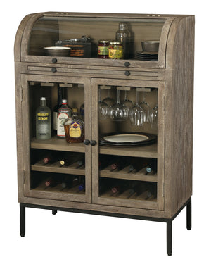 Hekman Furniture 695244 Paloma Wine & Bar Cabinet - Weathered Gray Finish, Curved Glass Doors, Stylish Storage Solution  Paloma Wine & Bar Cabinet 695244