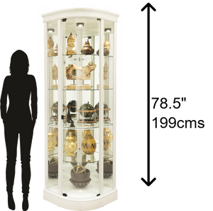Hekman Furniture 680665 Marlowe Iv Corner Curio Cabinet: Elegant Display With Adjustable Glass Shelves & Interior Lighting Aged Linen Marlowe Iv Corner Curio Cabinet 680665