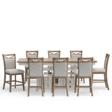 Americana Modern Dining Island Counter Height Table with 8 upholstered chairs Cotton DAME-9PC-72CTR-2226-COT Parker House