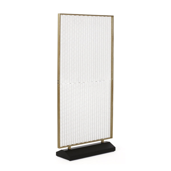 English Elm Christopher Knight Home® - STEEL Gold Brushed Iron Screen Room Divider – Single Panel Mesh, Modern Free-Standing Privacy Accent 67261.00