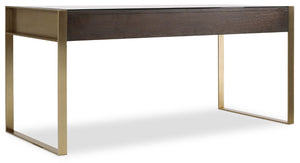 Hooker Furniture Curata Midnight Writing Desk With Glass Top, Brushed-Brass Legs & Organized Drawers For Home Office 1600-10458-DKW