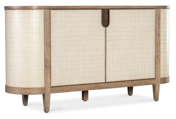 Hooker Furniture Melange Two-Tone Arbor Credenza With Soft-Close Doors, Adjustable Shelf, Oak Veneer Rustic Charm 628-85679-80
