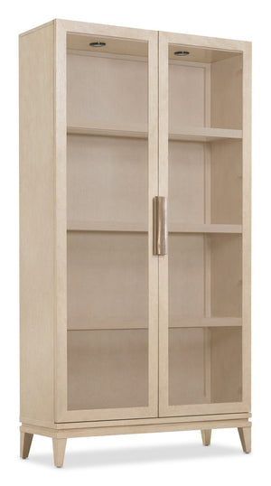 Hooker Furniture Westwood Polished Limestone Display Cabinet With Led Lighting, Quartered Oak Veneers & Tapered Legs 6133-75906-80