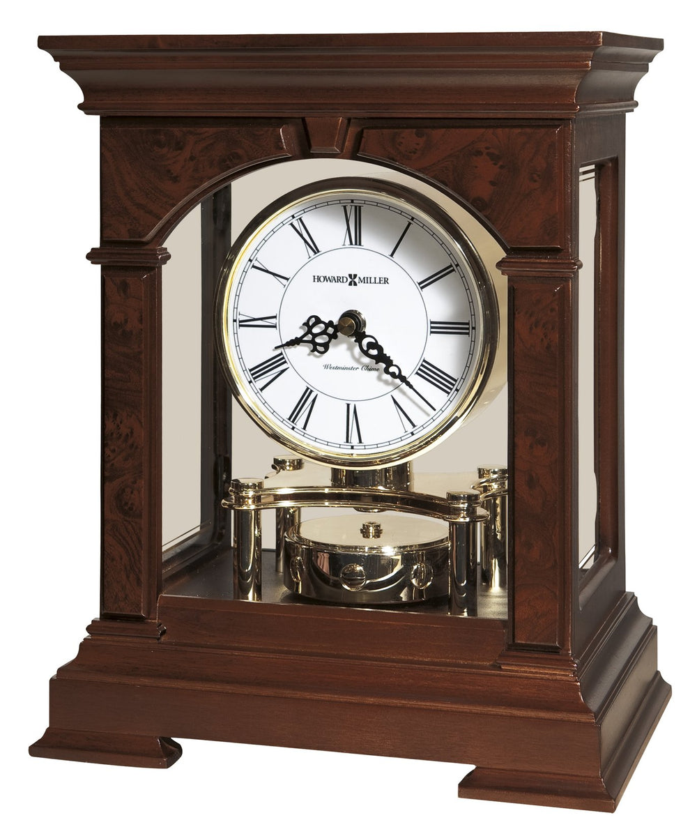 Hekman Furniture 635167 Statesboro Mantel Clock - Elegant Cherry Wood Design With Polished Brass, Classic Chimes & More Cherry Bordeaux Statesboro Mantel Clock 635167