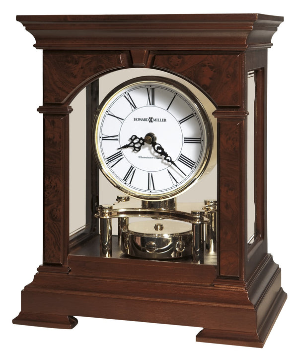 Hekman Furniture 635167 Statesboro Mantel Clock - Elegant Cherry Wood Design With Polished Brass, Classic Chimes & More Cherry Bordeaux Statesboro Mantel Clock 635167