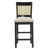 Homelegance By Top-Line Delroy Cane Accent Slat Back Counter Height Stools (Set of 2) Black Rubberwood