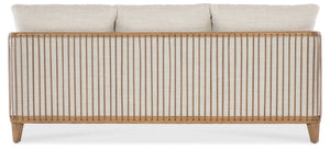 Hooker Furniture Enveyed Stationary Sofa — Classic Linen Performance Upholstery, Cashew Oak Frame, Transitional Biophilic Design SS224-03-413