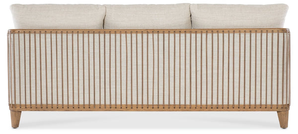 Hooker Furniture Enveyed Stationary Sofa — Classic Linen Performance Upholstery, Cashew Oak Frame, Transitional Biophilic Design SS224-03-413