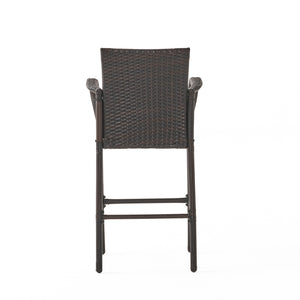English Elm Littleton Outdoor Woven Rattan Barstools Set of 2 with Weather Resistant Iron Frame 57113.00