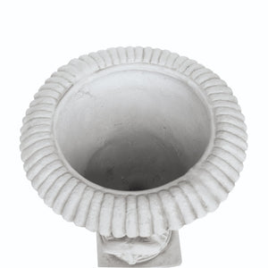 English Elm Mgo Roman Urn Planter Faux Stone Botanical Relief Pedestal Base Outdoor Patio 63402.00WHI