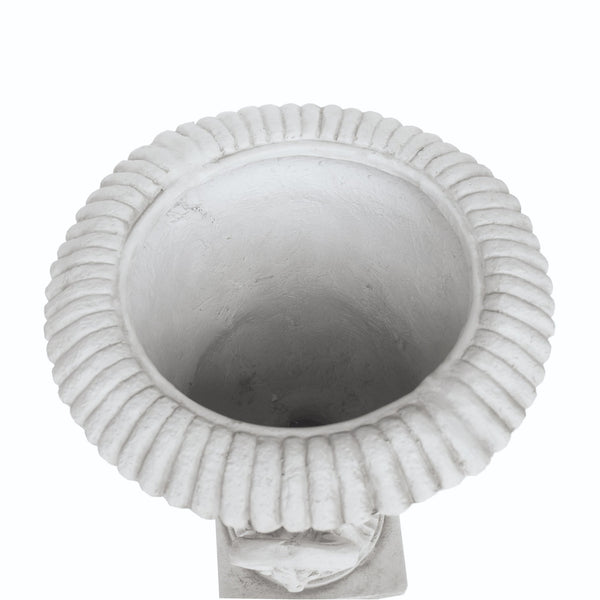 English Elm Mgo Roman Urn Planter Faux Stone Botanical Relief Pedestal Base Outdoor Patio 63402.00WHI