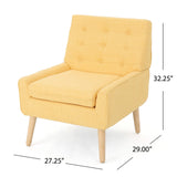 Christopher Knight Home® - Noble House - Eilidh Mid-Century Modern Button Tufted Fabric Chair, Muted Yellow and Natural