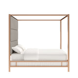 Homelegance By Top-Line Marcel Champagne Gold Canopy Bed with Linen Panel Headboard Champage Gold Metal