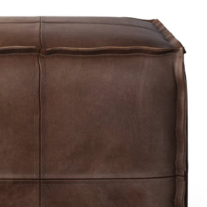 English Elm Brody Square Pouf - Versatile Distressed Dark Brown Vegan Leather Ottoman For Stylish Living Spaces B136P159281