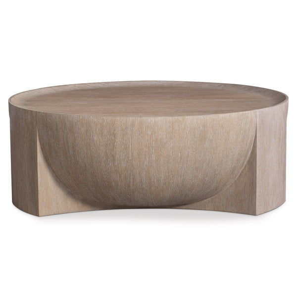 Bernhardt Bernhardt Loggia Round Cocktail Table — 48" Aria Wood-Grain Resin Top, Sculptural Convex/Concave Design, Casters 345009