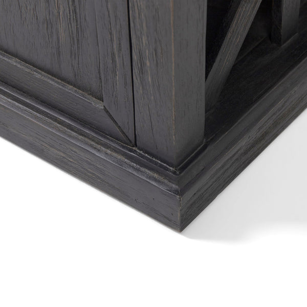 English Elm Christopher Knight Home® - Storage Bench Acacia Wood with Water-Resistant Padded Seat, Rustic X-Frame Shoe Organizer with 2 Doors and Shelves 66470.00DGRYBLK