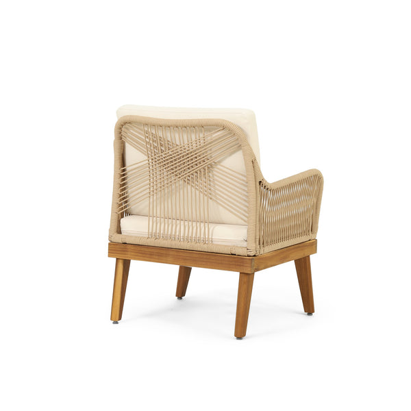 English Elm Christopher Knight Home® - ANNISA Teak Club Chair with Intricate Rope Weave, Weather-Resistant Acacia Wood Accent Seating, 28"W 72374.00LBGE