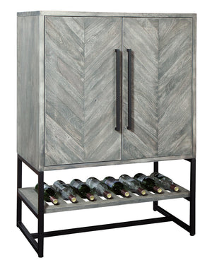 Hekman Furniture 695226 Stylish Jamaica Wine & Bar Cabinet With Distressed Gray Finish, Glass Rack & Ample Storage  Jamaica Inn Wine Cabinet 695226