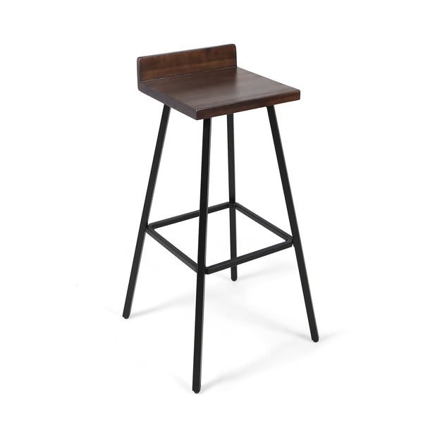 English Elm Christopher Knight Home® - JUT Bidwell Acacia Wood Bar Stool Set of 2 — Handcrafted Low-Back Counter Stools with Iron Legs Brown 64648.00DBRN