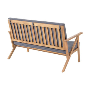 English Elm Panama Acacia Wood 4 Piece Outdoor Chat Set with Weather Resistant Cushions 59411.00