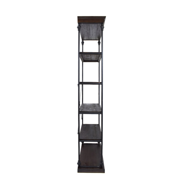 English Elm Christopher Knight Home® - Metal Pipe bookshelf with firwood shelves and X-frame iron support for industrial durable display decor Black 63818.00DWAL
