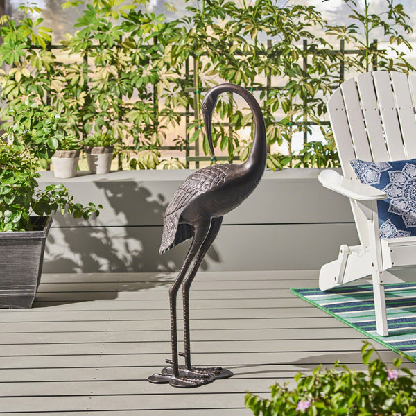 English Elm Christopher Knight Home® - Sunny Outdoor Antique Bronze 39-Inch Aluminum Crane Set, Shiny Copper Finish, Rust-Proof Patio Elegance 62910.00SHNCOP
