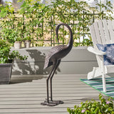 Christopher Knight Home® - Noble House - Scarlet Outdoor 39 Inch Cast Aluminum Crane Statue, Dark Bronze