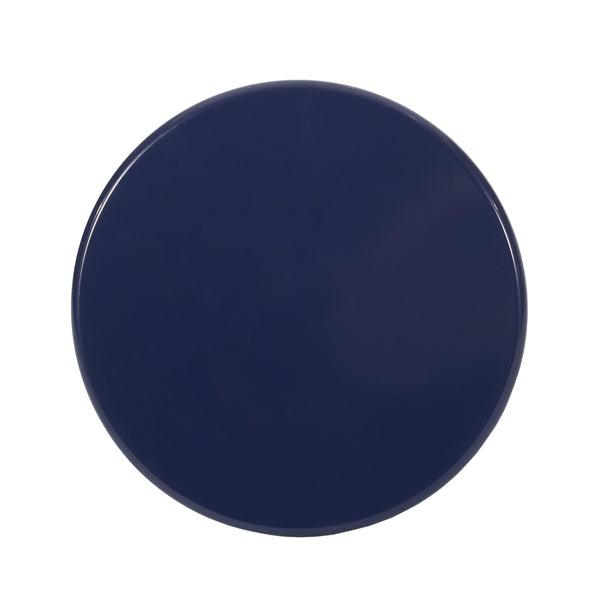 English Elm Outdoor Powder-coated Iron Pedestal Side Table for Patio and Lounge Spaces Navy Blue 73615.00NBLU