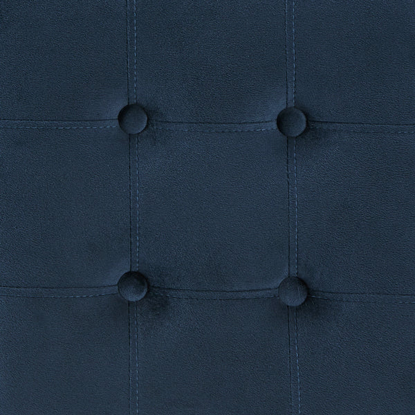 Homelegance By Top-Line Piper Gold Finish Metal Velvet Button Tufted 24" Counter Height Stools (Set of 2) Blue Engineered Wood