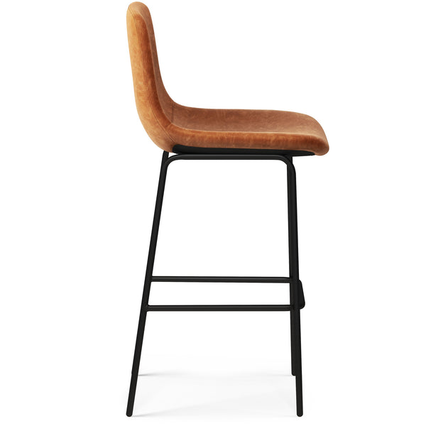 English Elm Jolie Bar Stool Set Of 2 - Stylish Camel Brown Vegan Leather For Modern Kitchens & Bars B136P158757