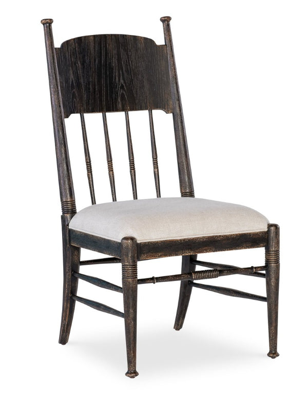 Hooker Furniture Americana Molasses Side Chair With Linen Performance Seat, Turned Spindle Back & Tailored Welt Trim 7050-75310-89