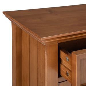 English Elm Acadian Entryway Storage Cabinet - Handcrafted Solid Wood In Light Golden Brown With Glass Doors B136P159419