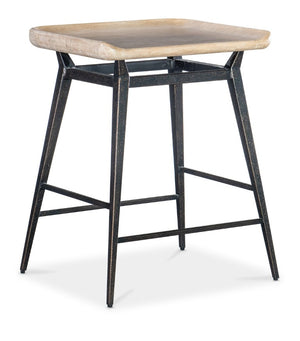 Hooker Furniture Retreat Scooped Wood Counter Stool With Dune Translucent Veneer And Matte Metal Base, Industrial Chic Comfort Light Brown 6950-50008-80