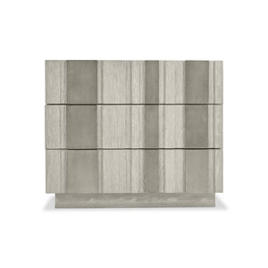 Bernhardt Bernhardt Tempo Nightstand With 3 Push-Open Drawers, Wire-Brushed Oak & Satin Nickel Overlays, Built-In Usb Charging 346232