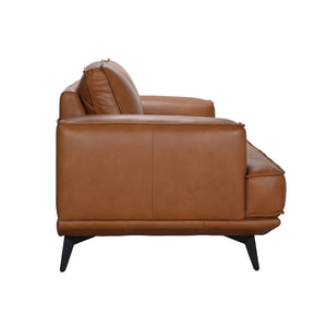 Porter Designs Porter Pirelli Midcentury Modern Full-grain Leather Sofa In Cognac Tan With Rubberwood Base Brown Leather 02-204-01-0330