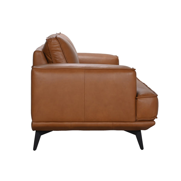 Porter Designs Porter Pirelli Midcentury Modern Full-grain Leather Sofa In Cognac Tan With Rubberwood Base Brown Leather 02-204-01-0330
