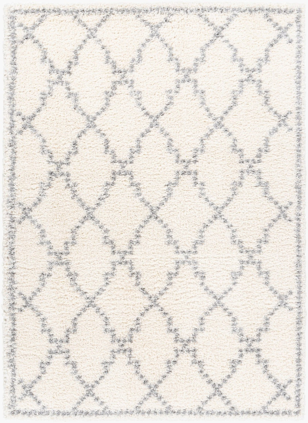 Livabliss Deluxe Shag Plush Polypropylene Area Rug for Cozy Living Room or Bedroom Floors White, Medium G 6'7" x 9' DXS2305-6796