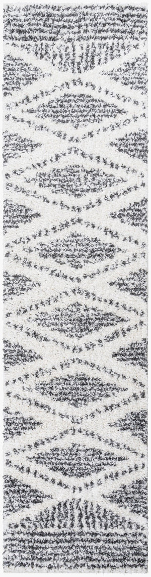 Livabliss Deluxe Shag Plush Polypropylene Area Rug for Entryways Bohemian Eclectic Decor Cream, Charcoal 2'7" x 10' DXS2309-2710