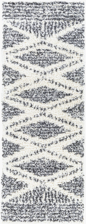 Livabliss Deluxe Shag Plush Polypropylene Area Rug for Entryways Bohemian Eclectic Decor Cream, Charcoal 2'7" x 7'3" DXS2309-2773