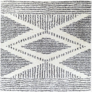 Livabliss Deluxe Shag Plush Polypropylene Area Rug for Entryways Bohemian Eclectic Decor Cream, Charcoal 7'10" x 7'10" Square DXS2309-710SQ