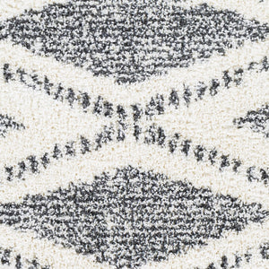 Livabliss Deluxe Shag Plush Polypropylene Area Rug for Entryways Bohemian Eclectic Decor Cream, Charcoal 7'10" x 7'10" Square DXS2309-710SQ