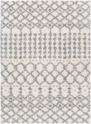 Livabliss Deluxe Shag Polypropylene Area Rug Modern Global Pattern Plush Pile Living Room White, Medium G 6'7" x 9' DXS2312-6796