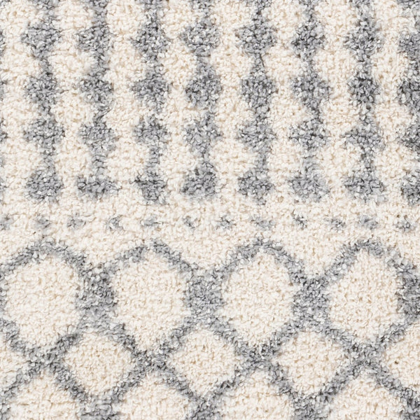 Livabliss Deluxe Shag Polypropylene Area Rug Modern Global Pattern Plush Pile Living Room White, Medium G 6'7" x 9' DXS2312-6796