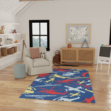 Nourison Imagination IMA06 Machine Made Machine Printed Borderless Design Indoor Only Kids  Rug Navy Multicolor, Navy Multicolor Pile, 100% Polyester 841491134252