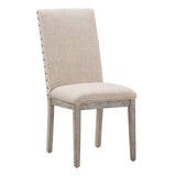 Homelegance By Top-Line Marsean Nailhead Accent Parson Linen Dining Chairs (Set of 2) Grey Rubberwood