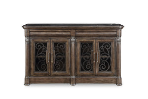 A.R.T. Furniture Landmark Buffet: Elegant Traditional European Design With Marble Top, Wine Shelves & Drawers Brown, Black Material, Hickory And Oak Veneers 256251-2316