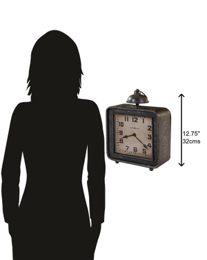 Hekman Furniture 635194 Collins Metal Mantel Clock - Rustic Antique Style With Quartz Movement For Home & Office Decor  Collins Mantel Clock 635194