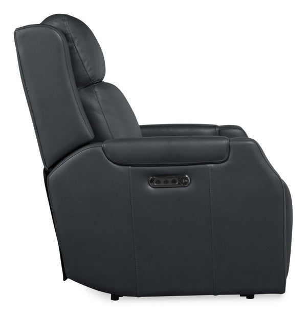 Hooker Furniture Nelson Zero Gravity Power Recliner In Salvo Denim Leather With Usb-C Charging & Adjustable Lumbar SS836-PHZL1-049